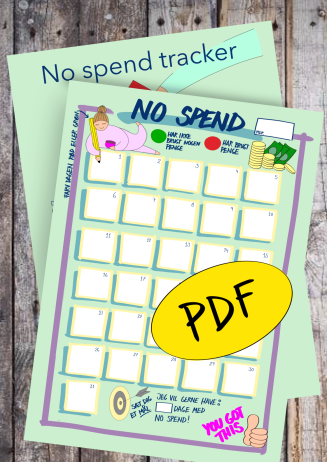 no spend tracker pdf til at få overblik over forbrug